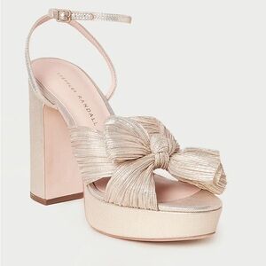 Loeffler Randall - Natalia Cream Sparkle Platform Bow Heel (NIB) Women’s 9